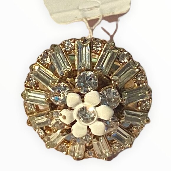 J. Crew Flower‎ Crystal Statement Cocktail Ring Size 8 Cubic Zirconia 1” Setting - Picture 5 of 8